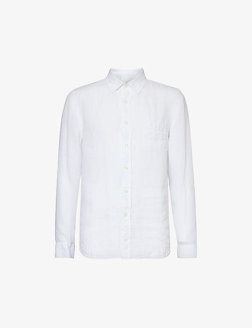 120% LINO: Spread-collar regular-fit linen shirt