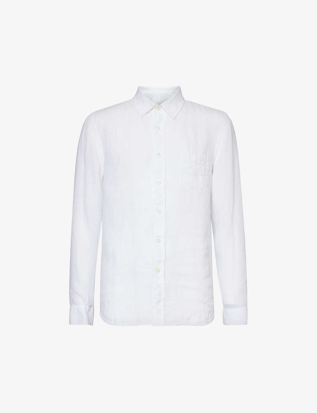120% Lino Spread-collar Regular-fit Linen Shirt In White