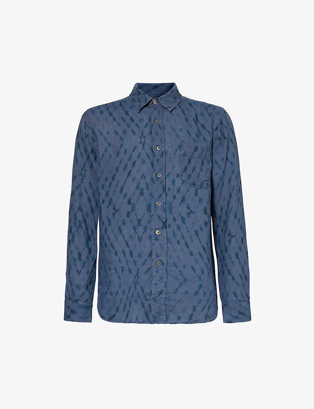 120% Lino Tie-dye Long-sleeved Regular-fit In Blue