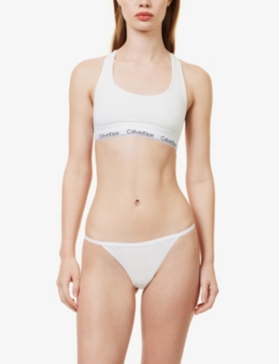 Shop Calvin Klein Women's White V-string Stretch-cotton Thong