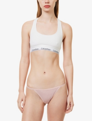 Shop Calvin Klein Women's Subdued V-string Stretch-cotton Thong