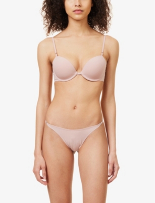 Calvin Klein Womens Subdued Sculpt Plunge Stretch-recycled Nylon Bra In Subdued