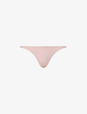 Shop Calvin Klein Women's Subdued Sculpt Mid-rise High-leg Stretch-recycled Nylon Thong