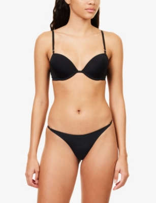 Calvin Klein Womens Black Sculpted Recycled Nylon-blend Thong In Black