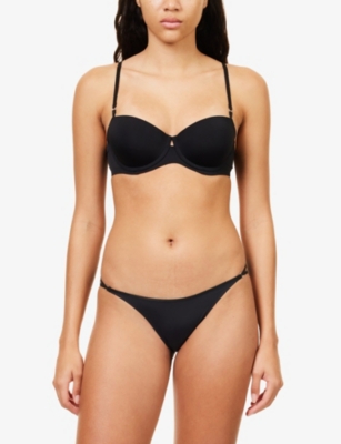 Calvin Klein Womens Black Sculpted Recycled Nylon-blend Bikini Briefs In Black