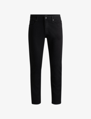Mens Boss Delware Brand-Patch Slim-Fit Denim Jeans