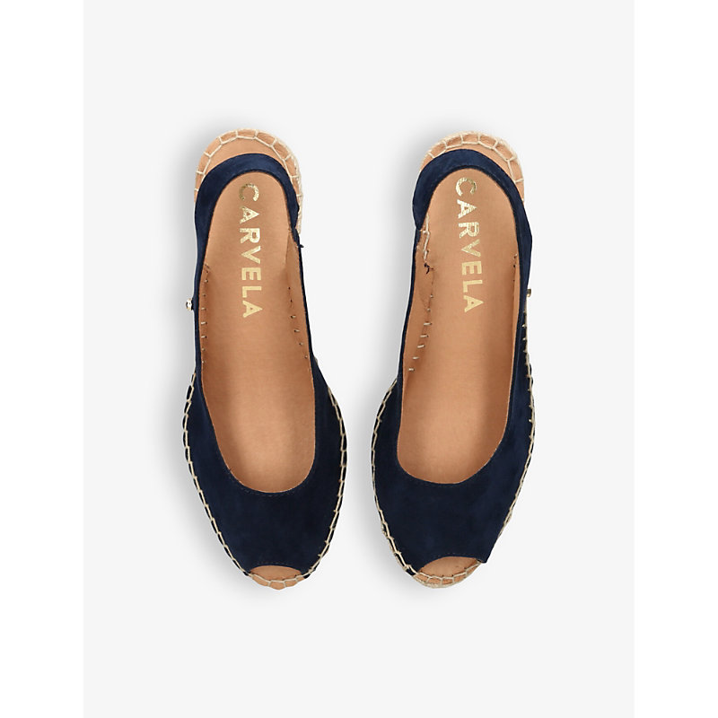 Shop Carvela Comfort Women's Navy Sharon 2 Wedge-heel Leather Espadrilles