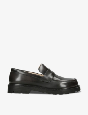 Shop Loewe Blaze Leather Loafers In Blk/other