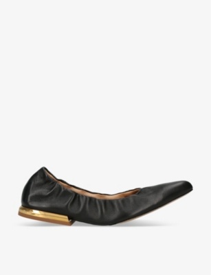 Shop Dries Van Noten Pointed-toe Leather Ballet Flats In Black