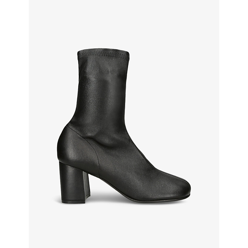 Dries Van Noten Leather Zip Block-heel Boots In Black