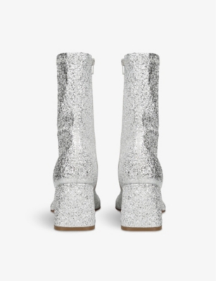 Shop Dries Van Noten Womens Silver Block-heel Leather Ankle Boots