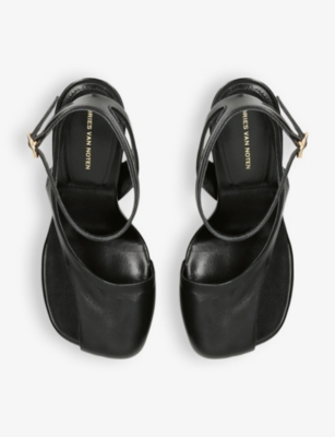 Shop Dries Van Noten Curved-heel Ankle-buckle Leather Sandals In Black