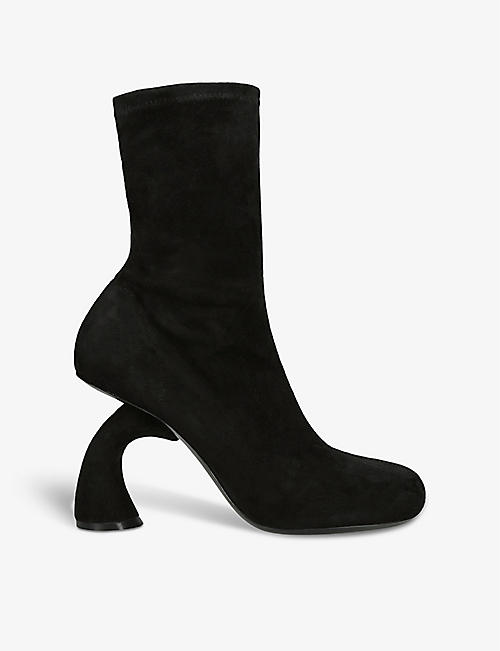 DRIES VAN NOTEN: Curved-heel zip-fastened velvet heeled ankle boots