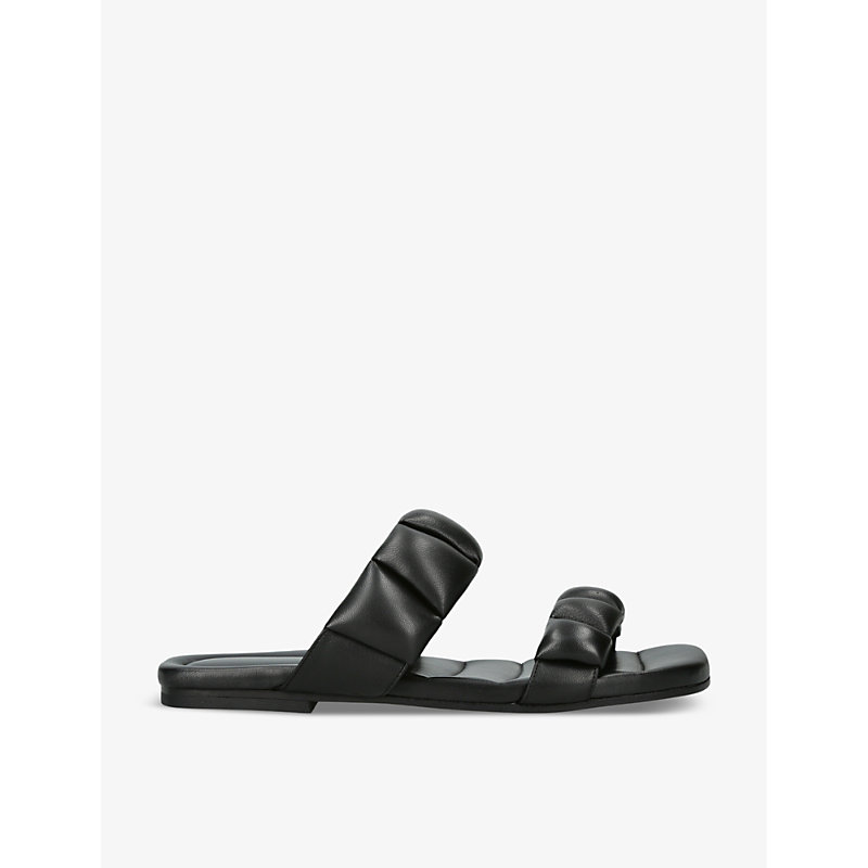 Dries Van Noten Womens Black Padded Branded-insole Leather Sliders