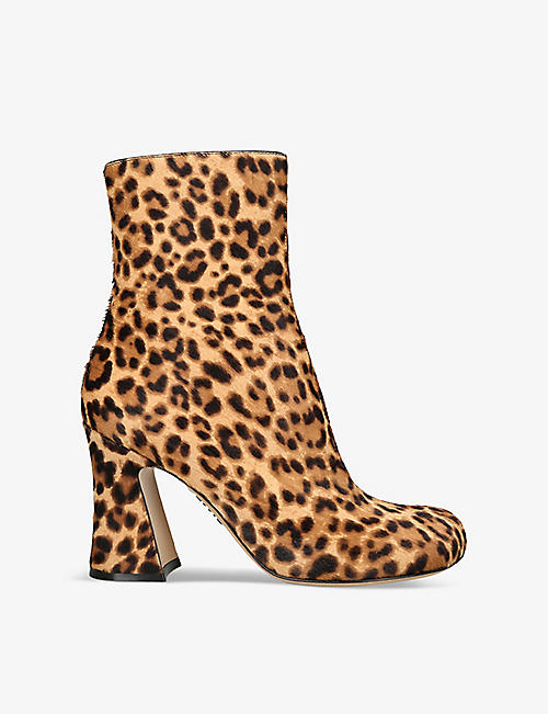 LOEWE: Calle leopard-print leather ankle boots