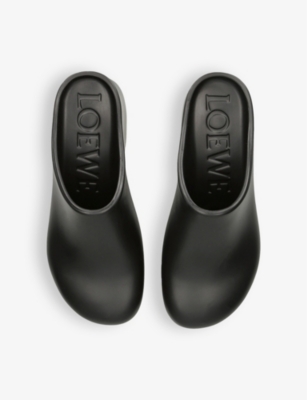 Shop Loewe Women's Black Terra 90 Curved-heel Rubber Heeled Mules