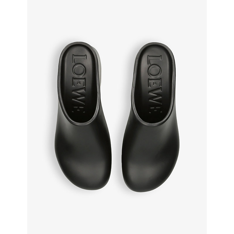 Shop Loewe Women's Black Terra 90 Curved-heel Rubber Heeled Mules