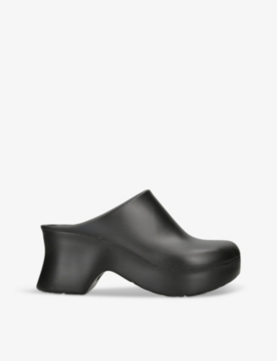 Shop Loewe Women's Black Terra 90 Curved-heel Rubber Heeled Mules