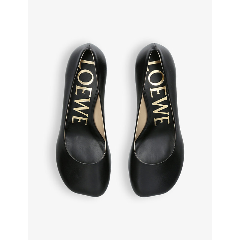 Shop Loewe Toy Sculpted-heel Leather Heeled Courts In Black