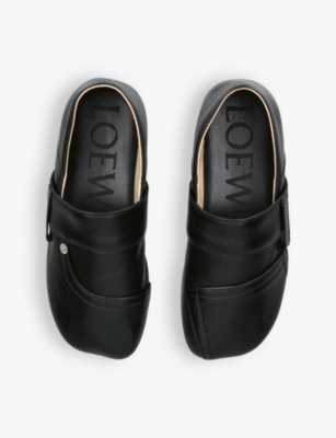 Shop Loewe Womens Black Toy Pocket Slip-on Leather Slippers