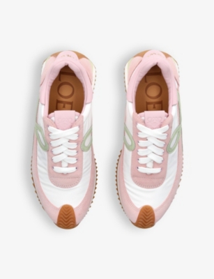 Shop Loewe Womens Pink Comb Flow Runner Monogram Leather And Shell Trainers