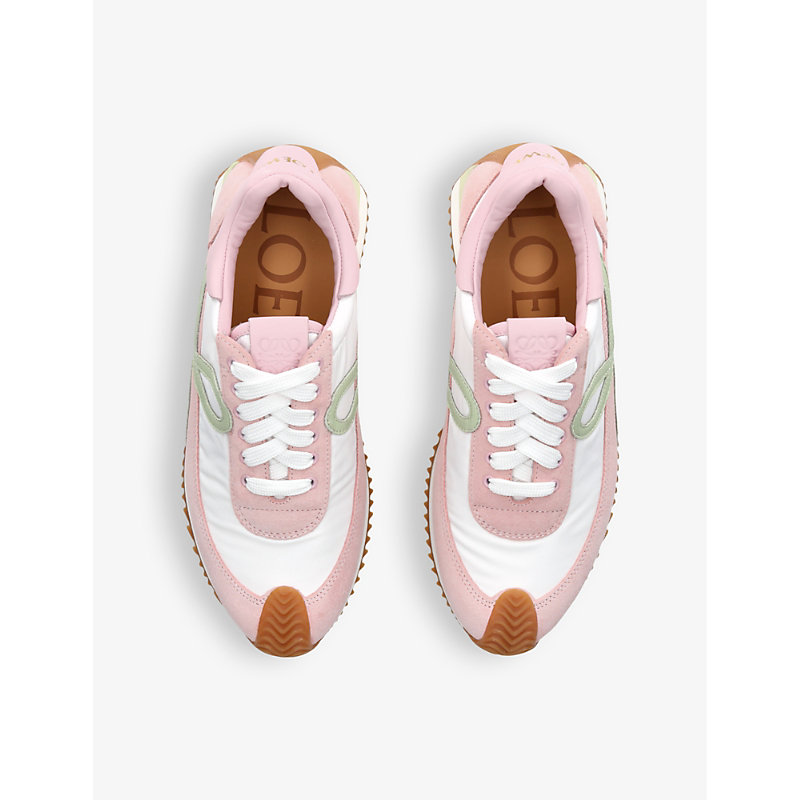Shop Loewe Flow Runner Monogram Leather And Shell Trainers In Pink Comb