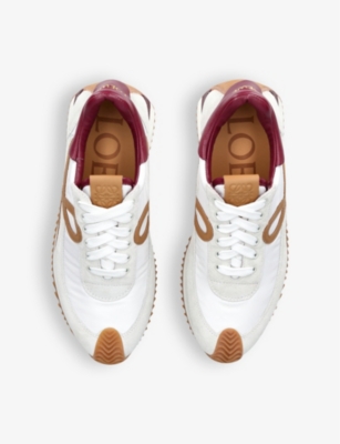 Shop Loewe Women's White/brown Flow Runner Monogram Leather And Shell Trainers In Other