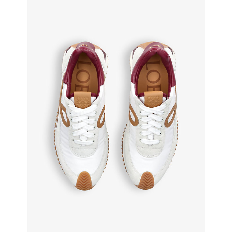 Shop Loewe Womens White/brown Flow Runner Monogram Leather And Shell Trainers In Other