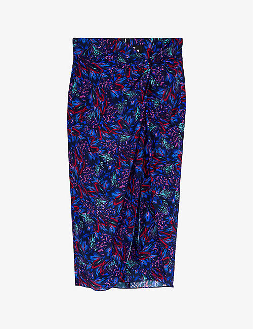 THE KOOPLES: Graphic-print silk midi skirt