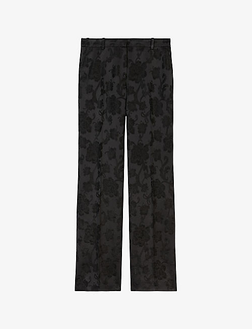 THE KOOPLES: Floral-jacquard straight-leg high-rise stretch-woven