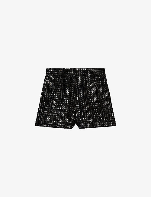 THE KOOPLES: Textured-weave high-waisted tweed shorts