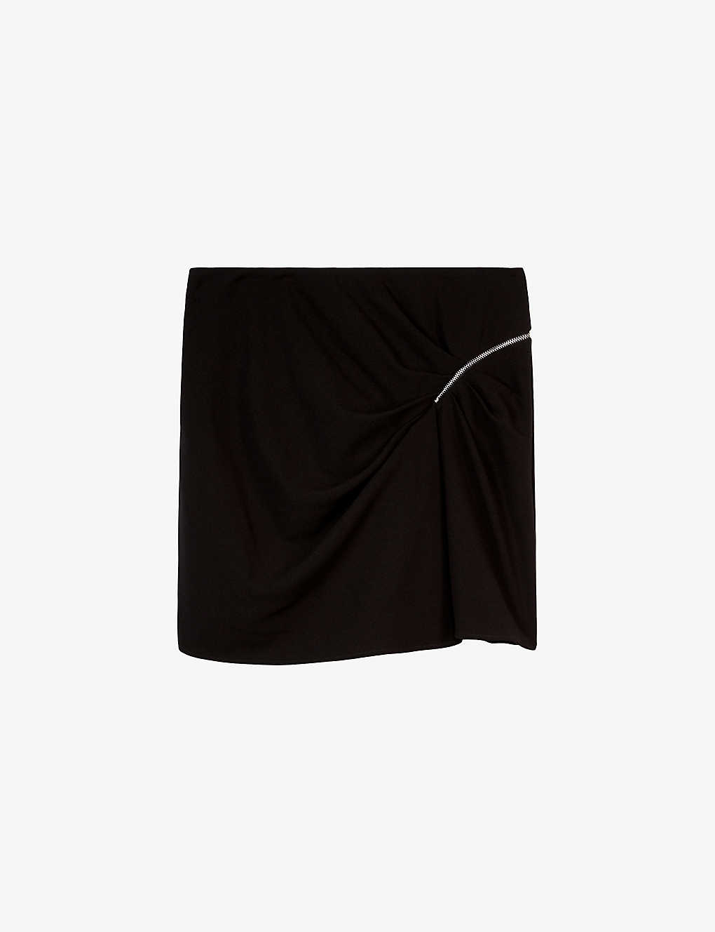 The Kooples Womens Black Zip-embellished Stretch-woven Mini Skirt