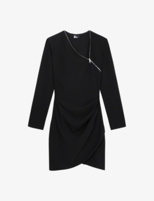 THE KOOPLES: Zip-neck long-sleeve stretch-woven mini dress