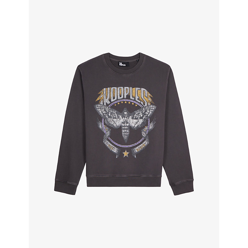 The Kooples Mens Carbone Graphic-print Relaxed-fit Cotton-jersey Sweatshirt