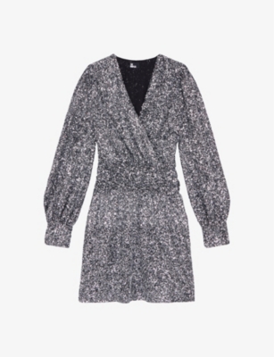 THE KOOPLES: Sequin-embellished long-sleeve woven mini dress