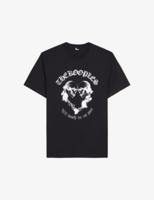 The Kooples Mens Black Graphic-print Cotton-jersey T-shirt