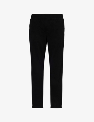 Shop Arne Men's Black Elasticated-waist Tapered-leg Stretch-cotton Trousers