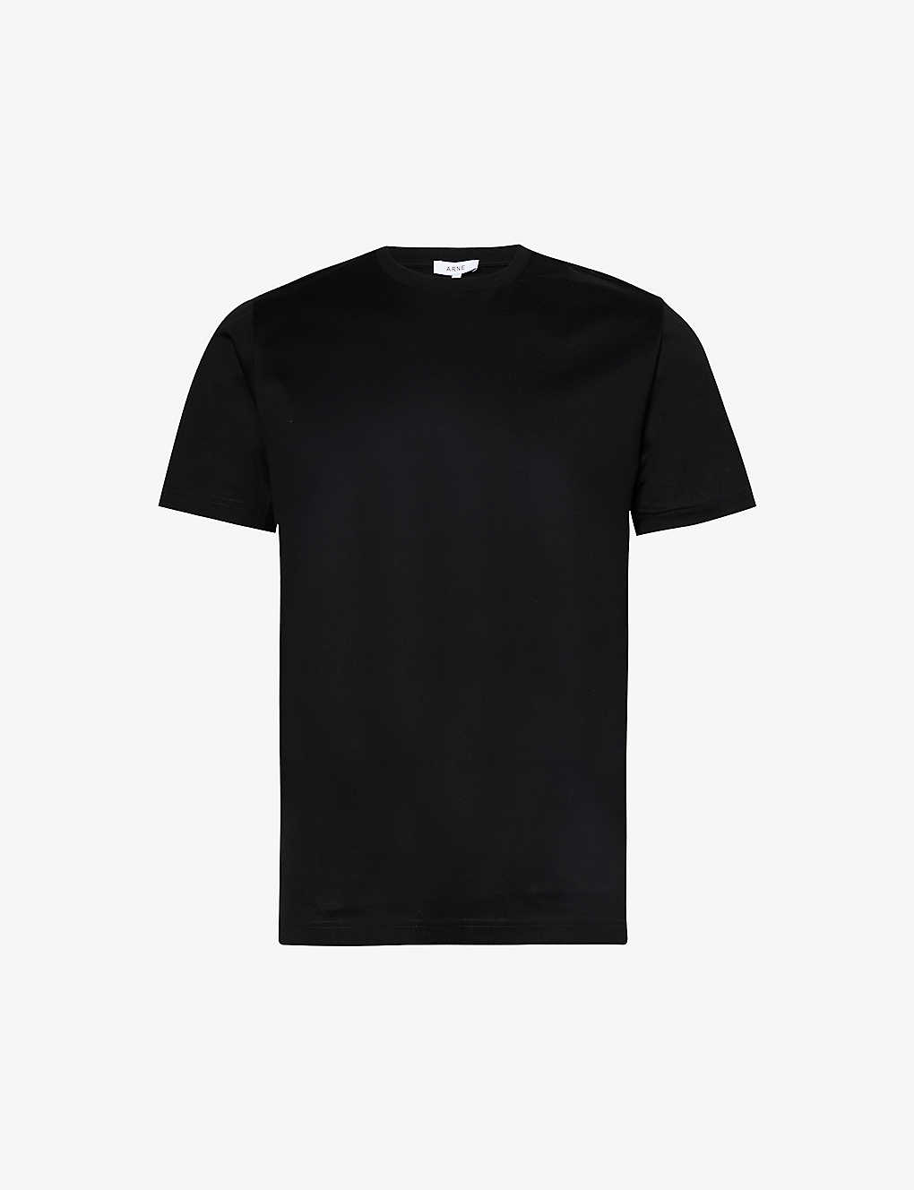 Arne Mens Black Crewneck Regular-fit Cotton-jersey T-shirt