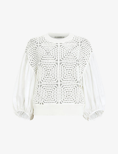 ALLSAINTS: Sol open-embroidery organic-cotton jumper