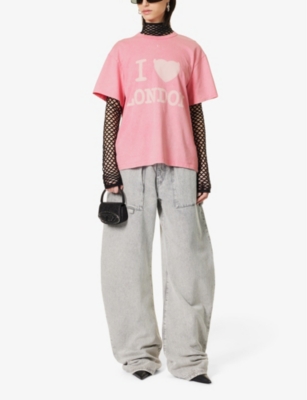 Shop Misbhv Women's Pink London Logo-print Cotton-jersey T-shirt