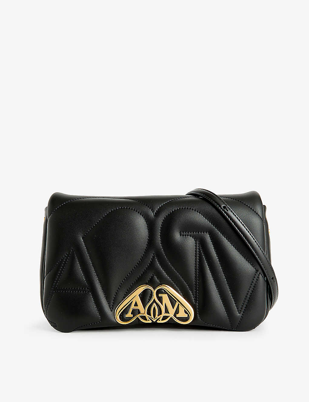 Alexander Mcqueen Womens Black The Seal Small Embroidered-leather Cross-body Bag