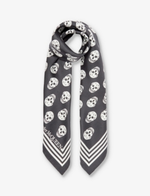 ALEXANDER MCQUEEN: Biker skull-print silk scarf