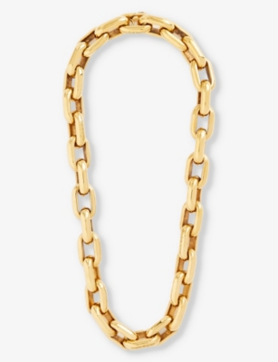 Alexander Mcqueen Womens Light Ant.gold Peak Chain-link Brass Necklace