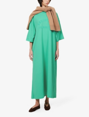 Shop Essentials Fear Of God  Women's Mint Leaf  Relaxed-fit Cotton-blend Midi Dress
