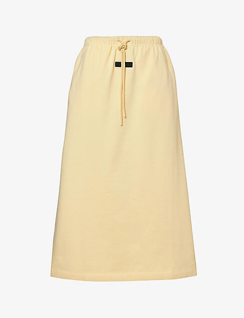 FEAR OF GOD ESSENTIALS: ESSENTIALS brand-appliqué mid-rise cotton-jersey midi skirt