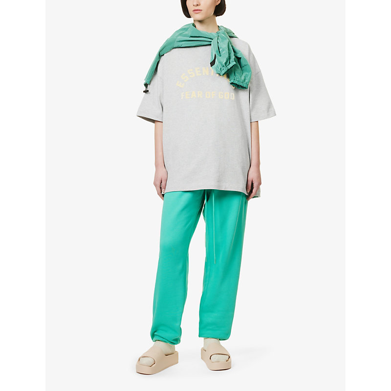 Shop Essentials Brand-embossed Cotton-jersey T-shirt In Light Heather Grey
