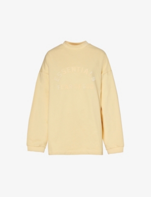 Essentials Brand-appliqué Long-sleeved Cotton-jersey T-shirt In Garden Yellow
