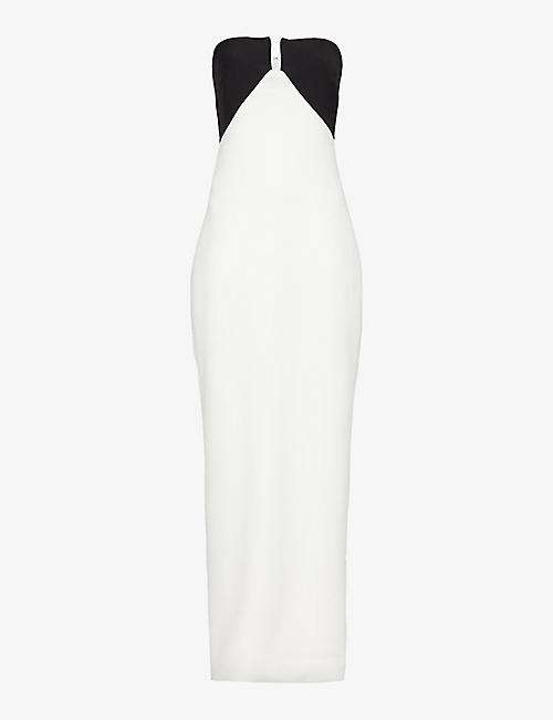 ROLAND MOURET: Sweetheart-neck strapless stretch-woven maxi dress