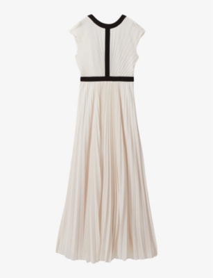 REISS: Harley pleated contrast-trim woven maxi dress