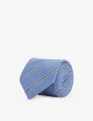 Reiss Mens Sky Blue Ravenna Striped Silk-blend Tie
